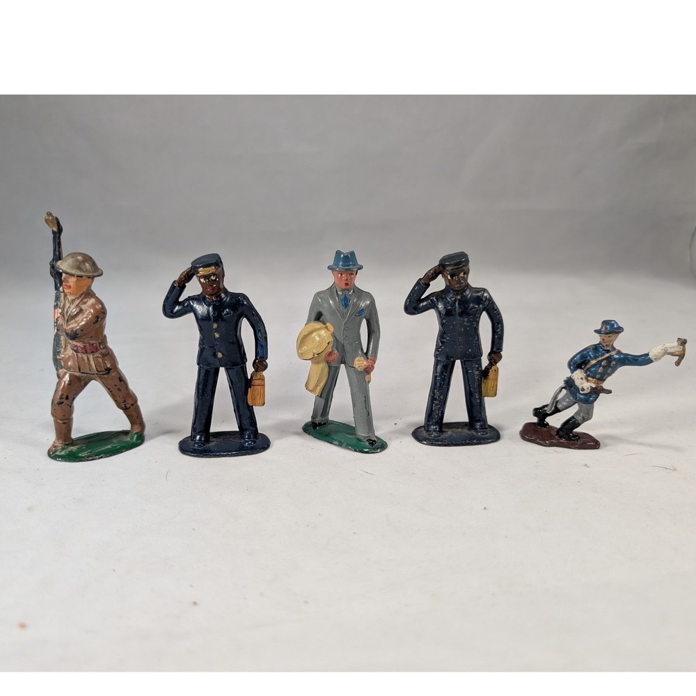 Vintage Barclay Manoil Lead Toy Figures Lot Pullman Porter WWI Soldier‎ USA Made